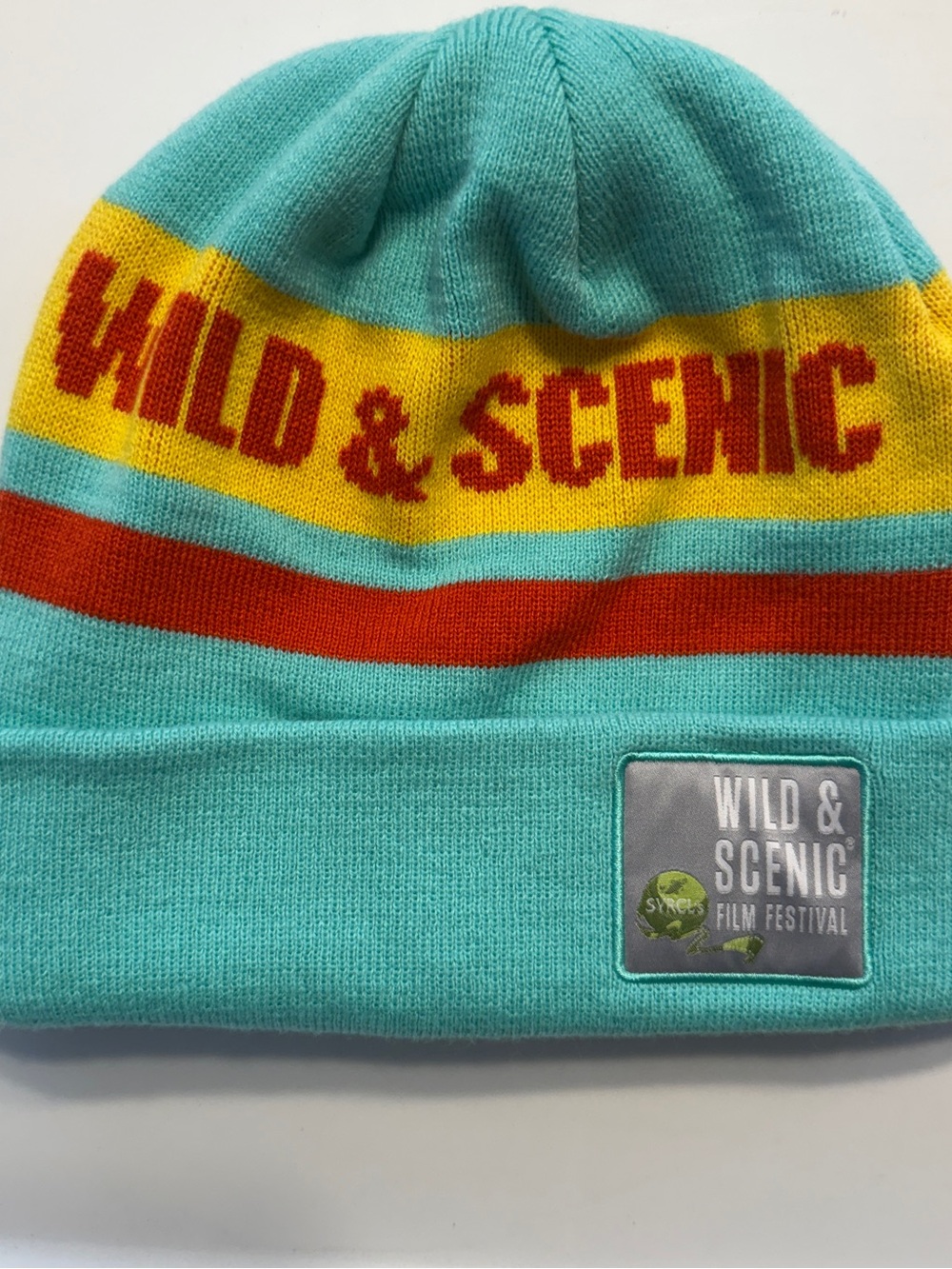Flylow Wild & Scenic Film Festival Beanie Hat - Teal with Yellow & Red Accents
